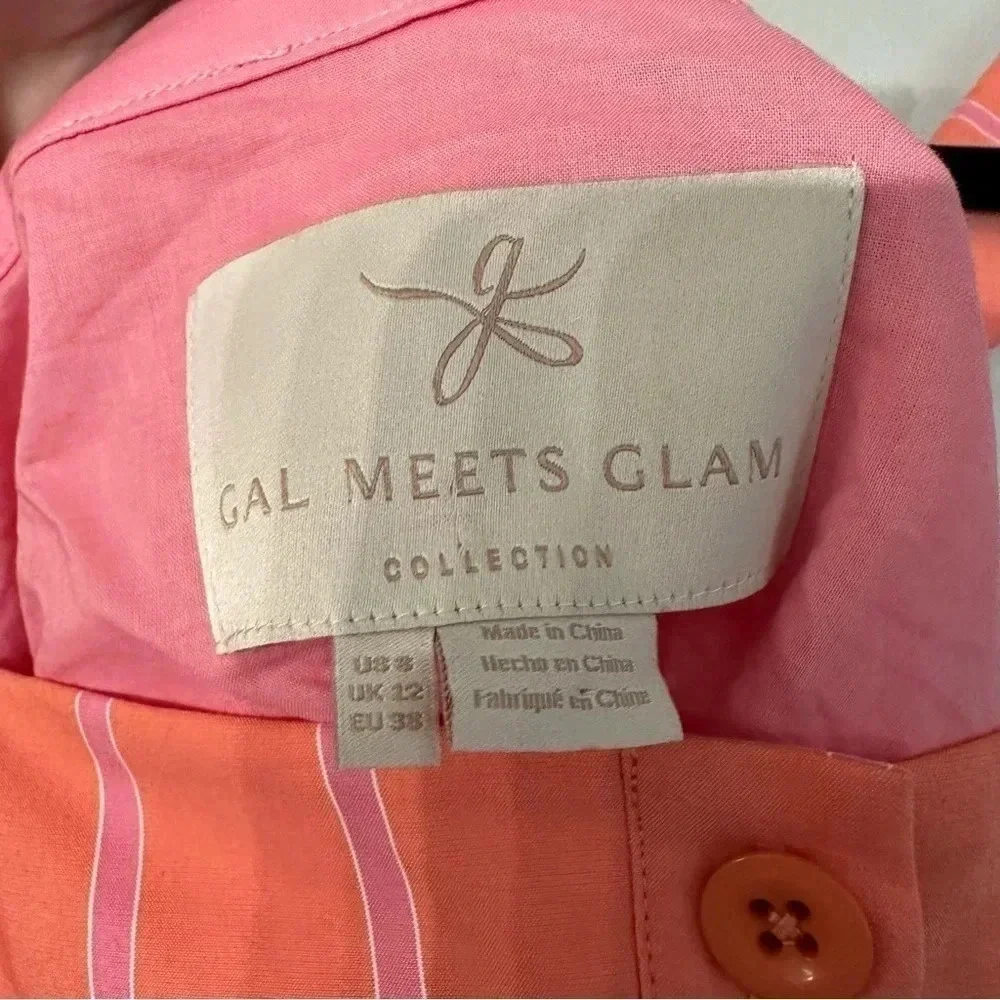 Gal Meets Glam Ariel Pink Stripe Dress with Square Neckline Size US 8 GUC - Picture 6 of 10